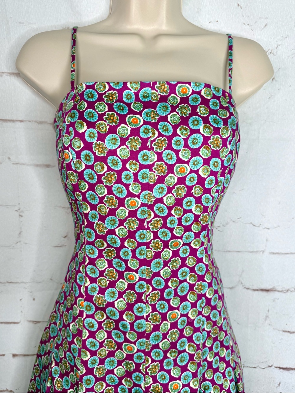 NINE WEST Size 6 Fit and Flare Adjustable Spaghetti Strap Sleeveless Print Dress - Picture 13 of 14